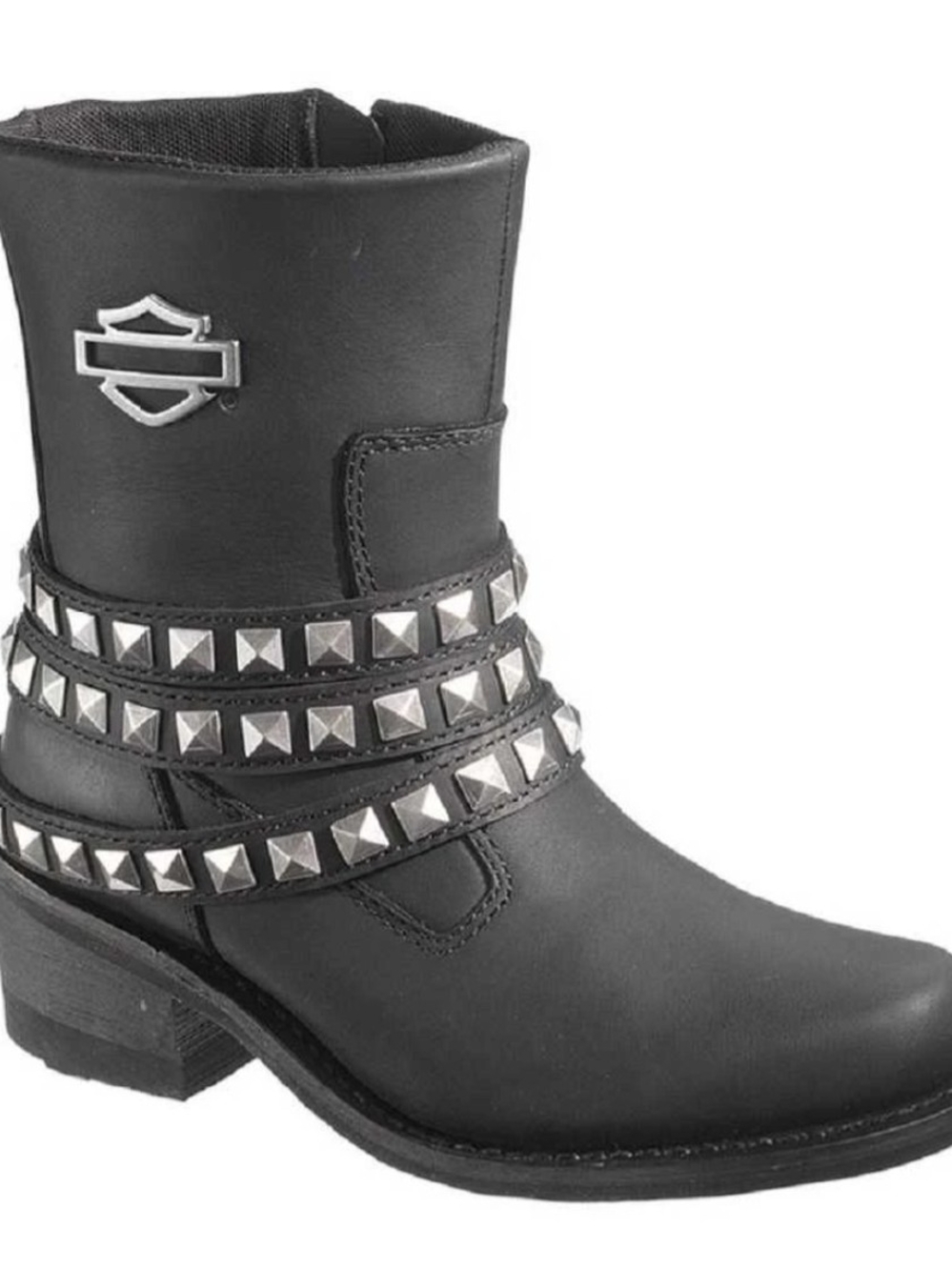 Harley-Davidson Black Pyramid-Stud Wrap Ankle Boot Women's SIZE 7
